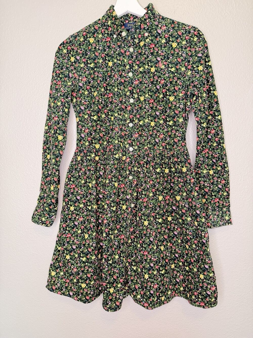 Polo Ralph Lauren Dress Girls 16 Blue Floral Cottagecore Western Boho Prairie